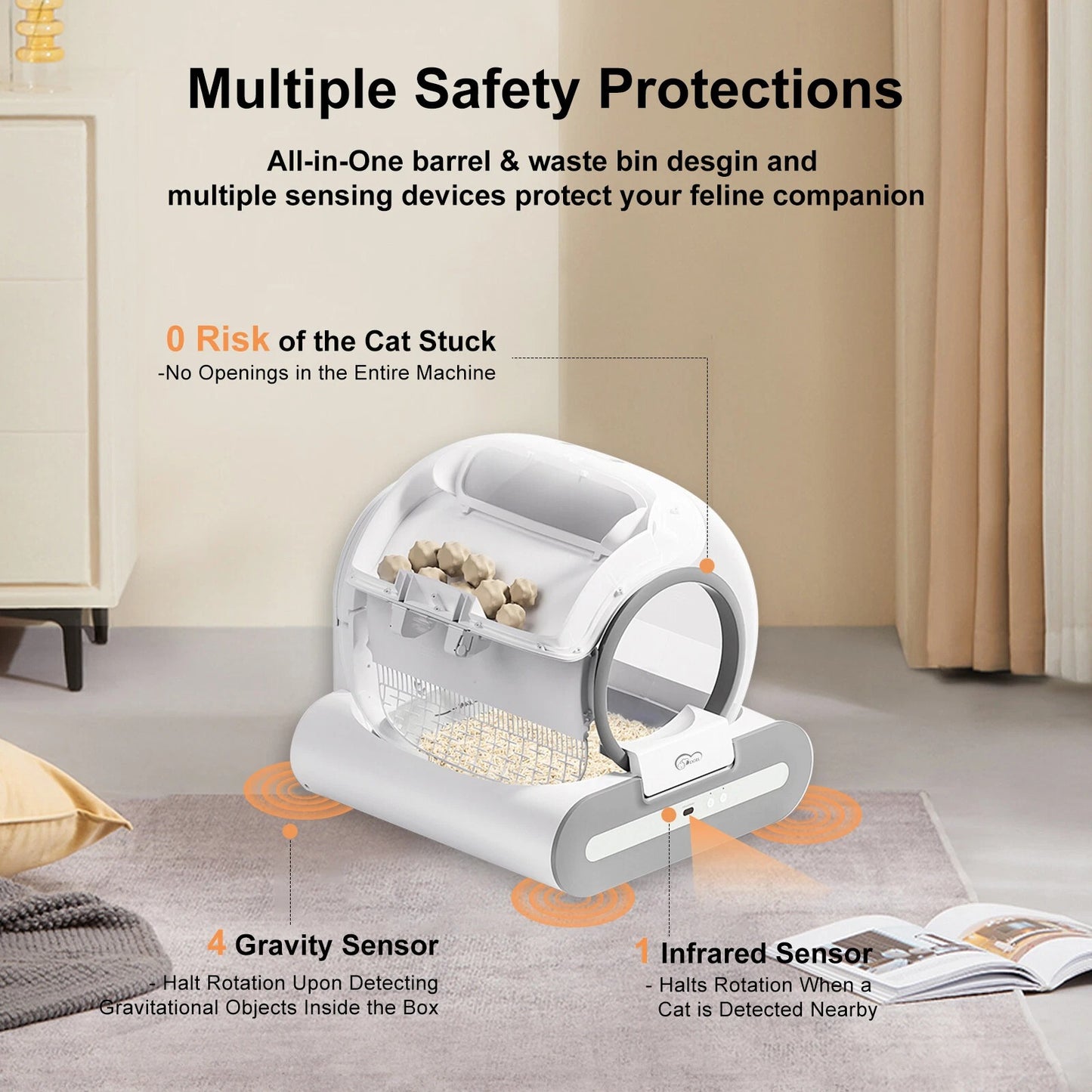 Smart Self-Cleaning Cat Litter Box with App Control – Compatible with Tofu & Mixed Litter